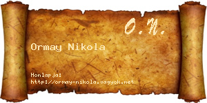 Ormay Nikola névjegykártya